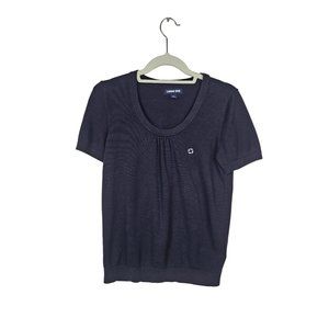 Lands' End Chase Stylish Business Apparel Navy Tight Knit Top